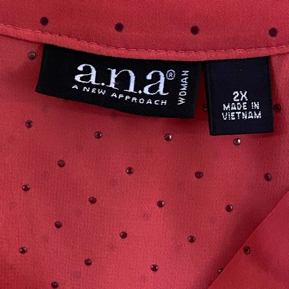 A.N.A Sheer Coral Embellished Blouse Size 1X - Picture 8 of 10